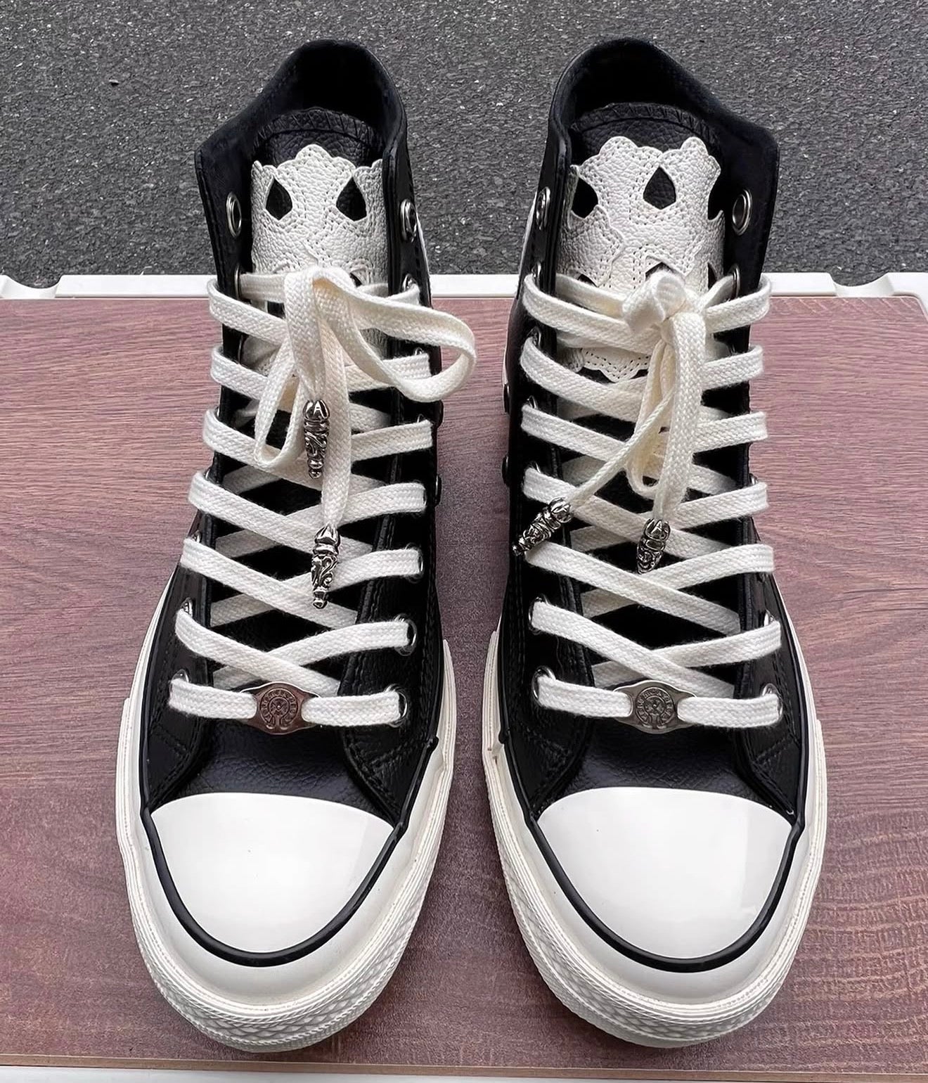 Custom Converse Chuck Taylor High Leather x Chrome Hearts