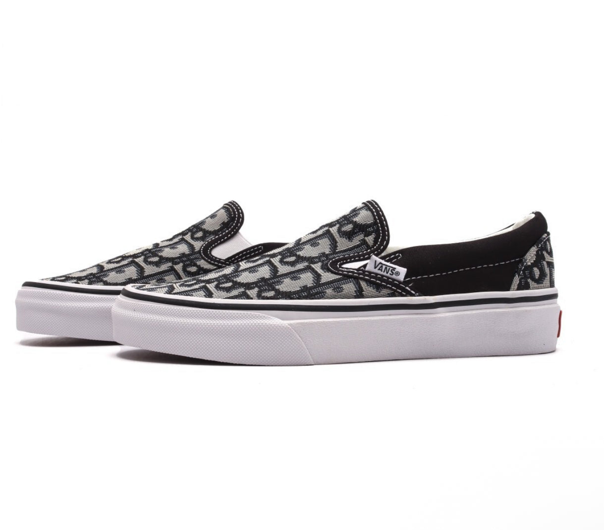 Custom Dior Vans Slip Ons Blck