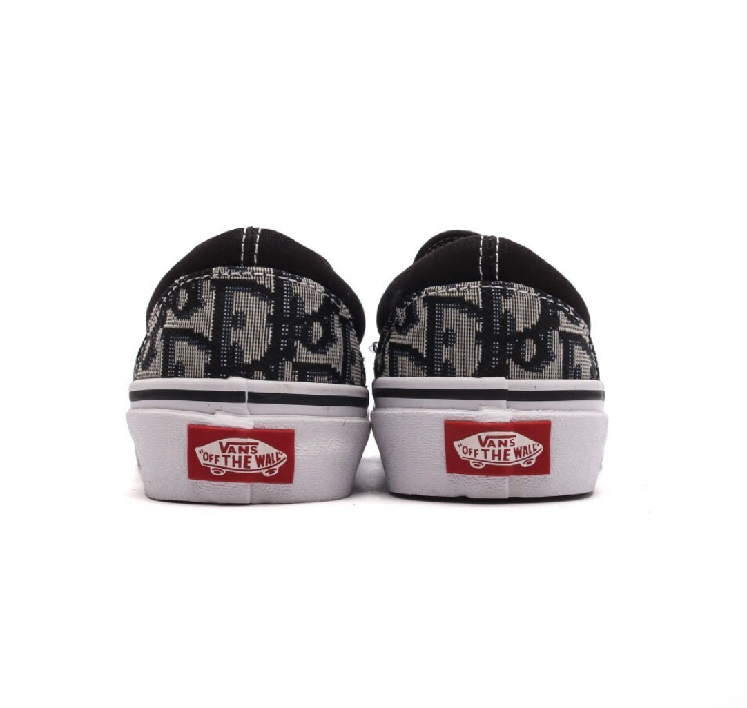 Custom Dior Vans Slip Ons Blck