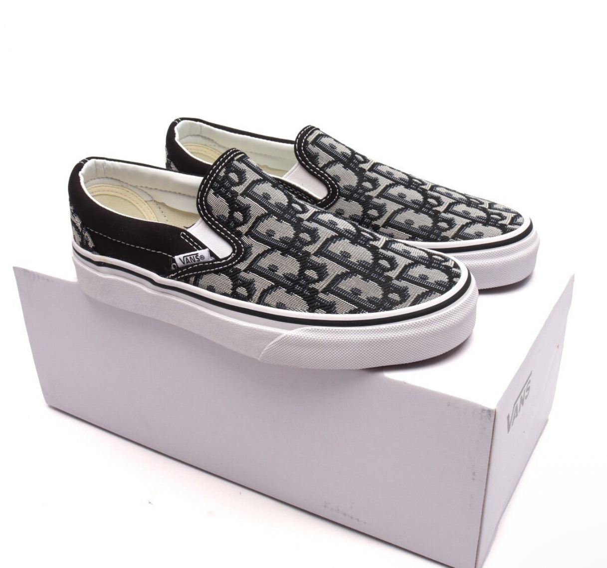 Custom Dior Vans Slip Ons Blck