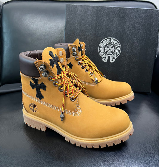 Custom Chrome Hearts Timberlands Tan