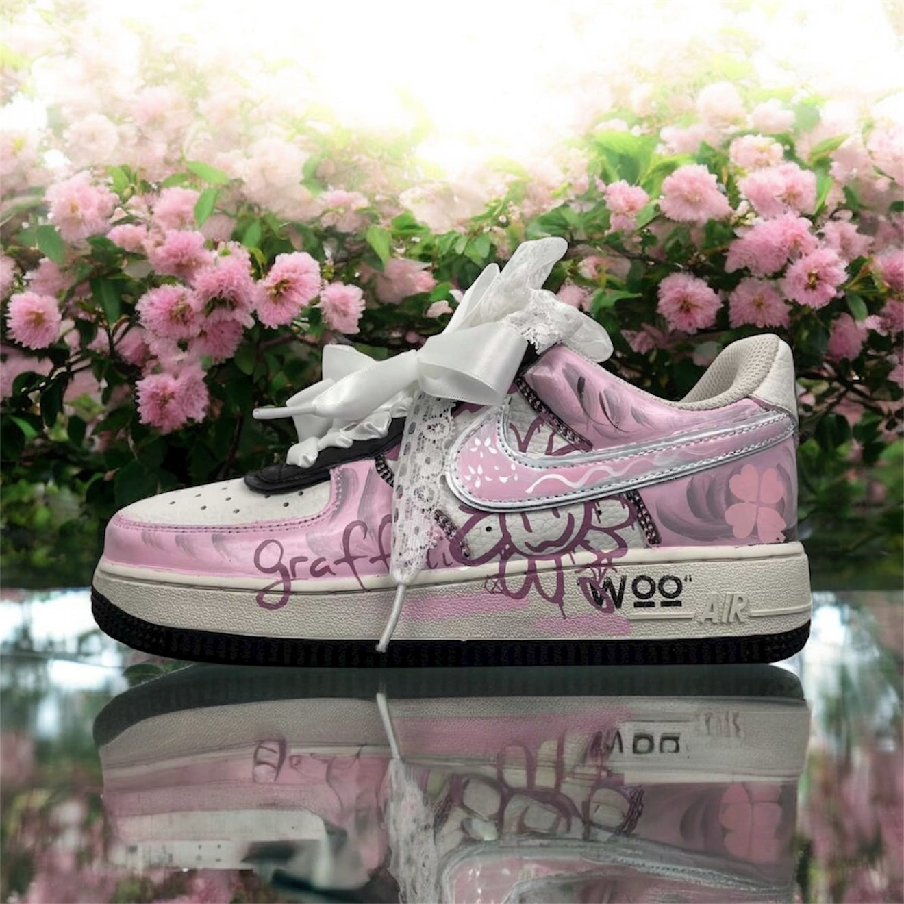 Custom Nike Air force 1 Pink Graffiti