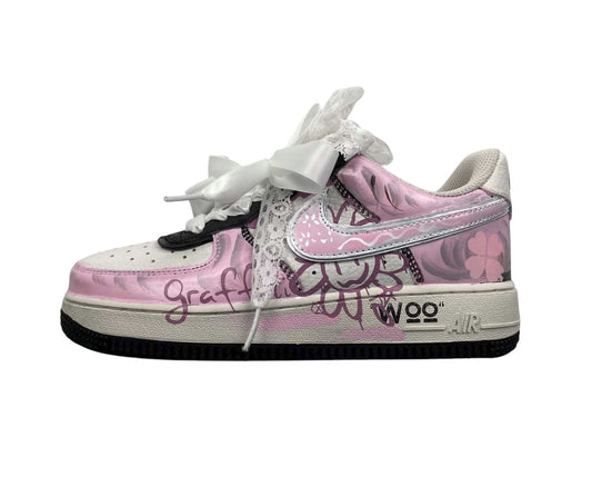 Custom Nike Air force 1 Pink Graffiti