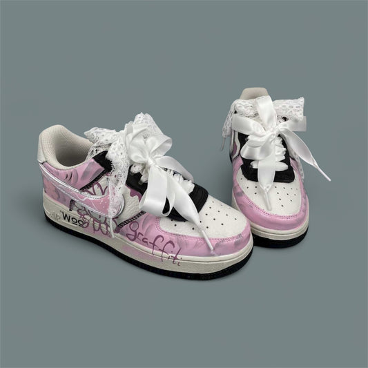 Custom Nike Air force 1 Pink Graffiti