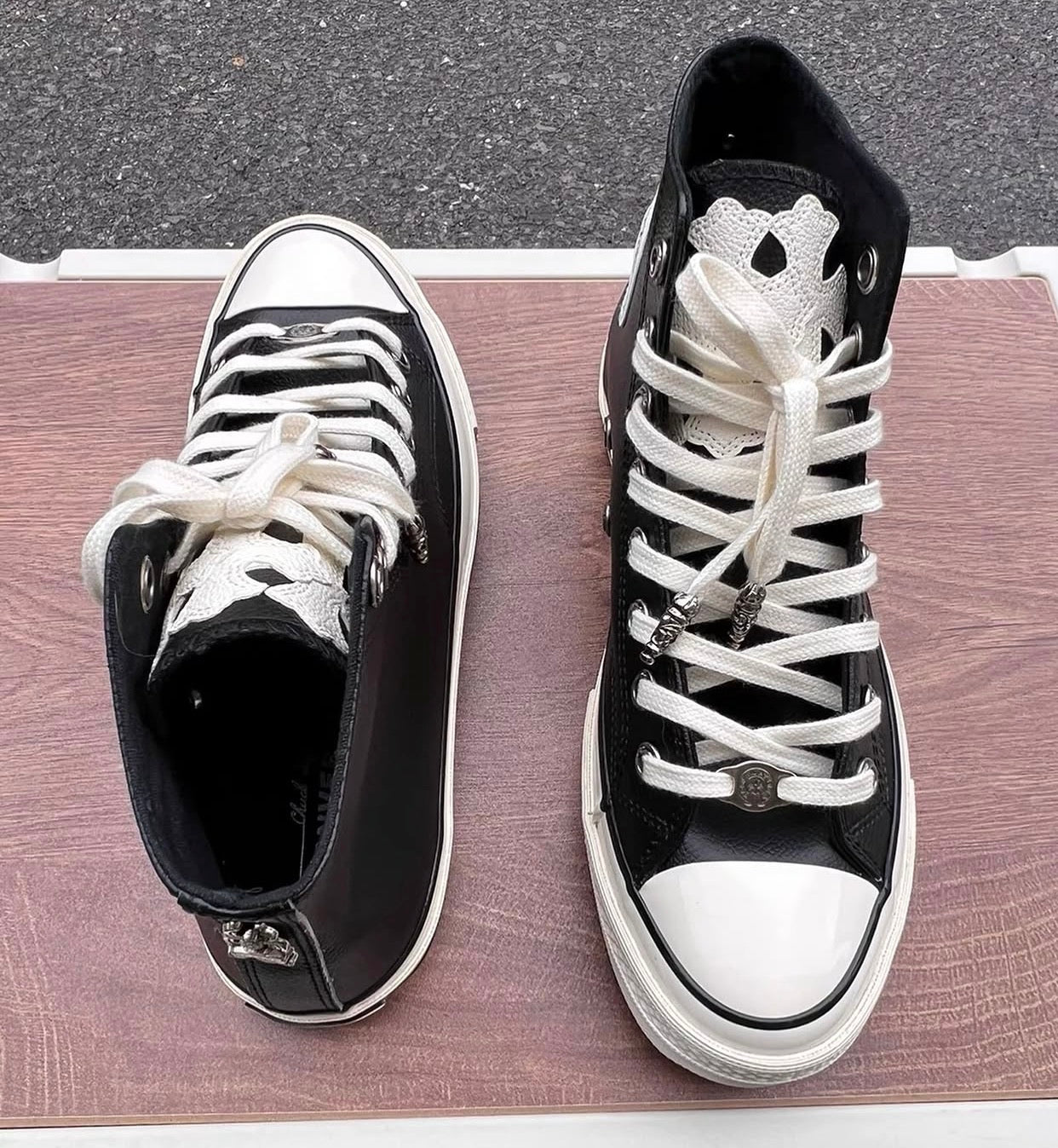 Custom Converse Chuck Taylor High Leather x Chrome Hearts