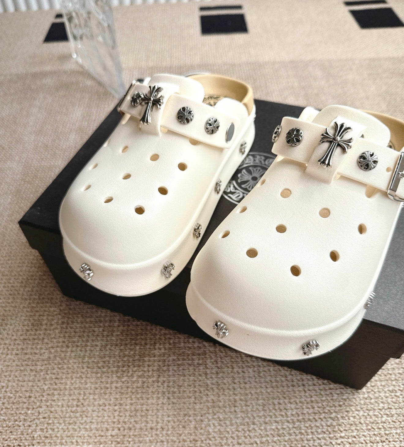 Platform Chrome Hearts Sandals (white)