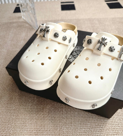 Platform Chrome Hearts Sandals (white)