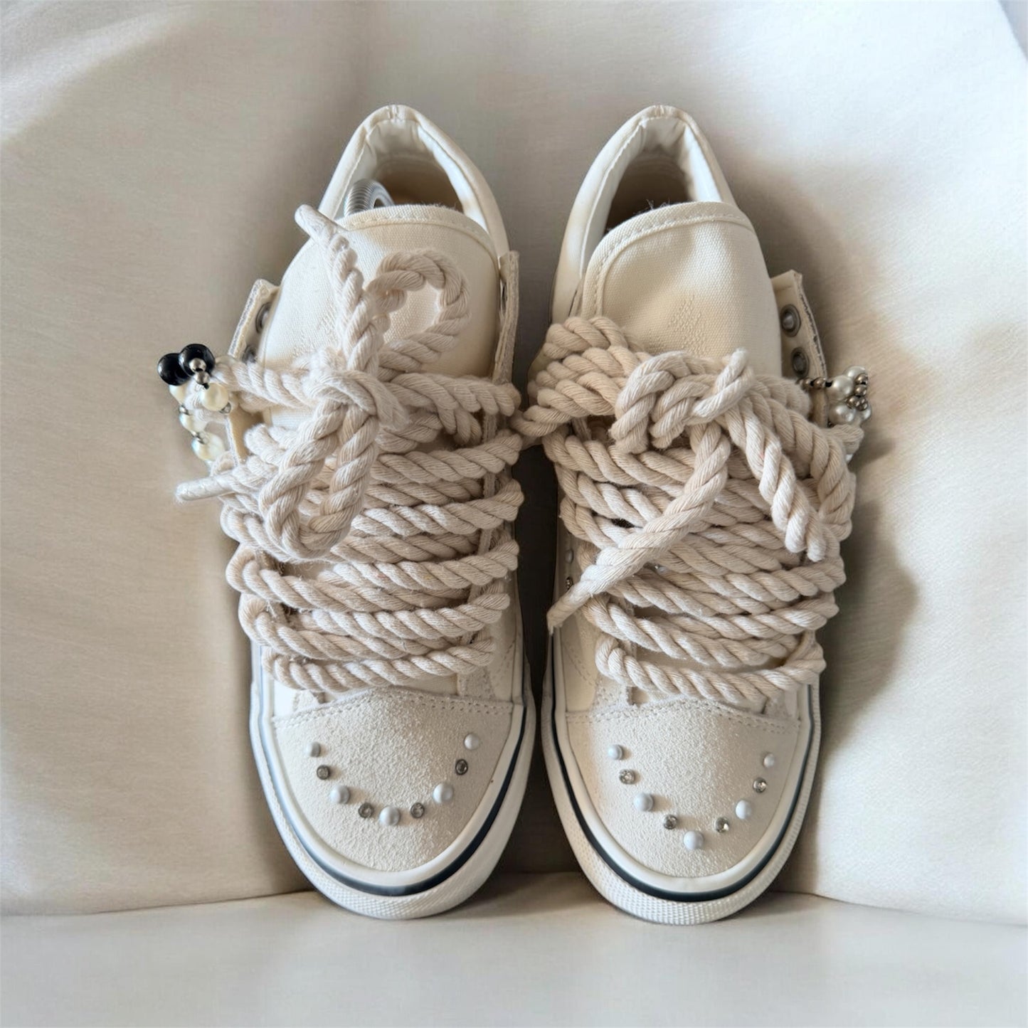 Custom Peal White Rope Lace Vans
