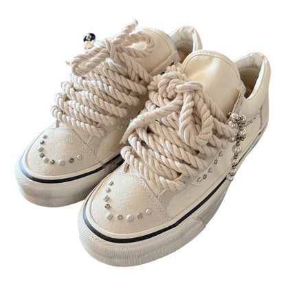 Custom Peal White Rope Lace Vans
