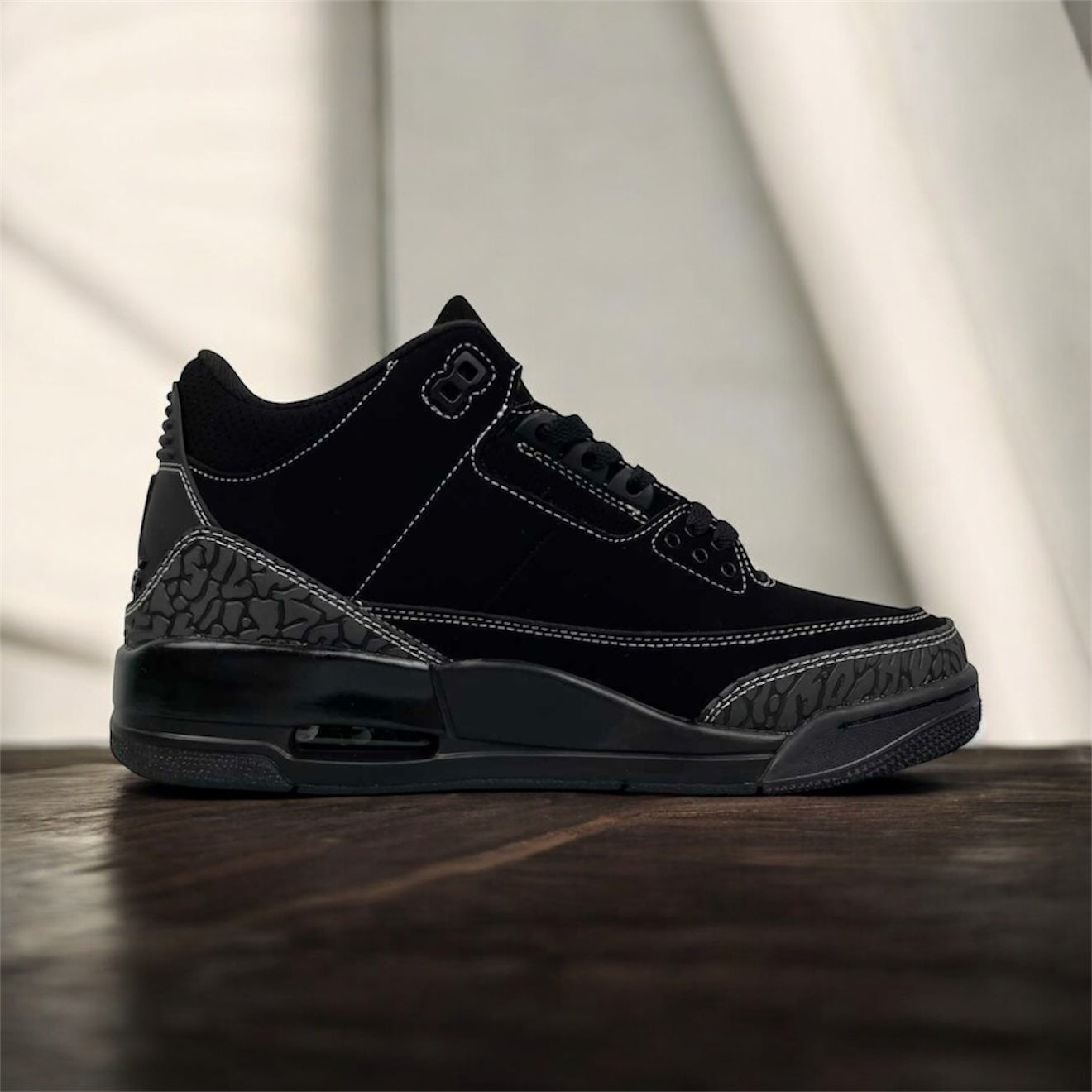 Custom Nike Air Jordan 3 Reverse Swoosh ‘Black’
