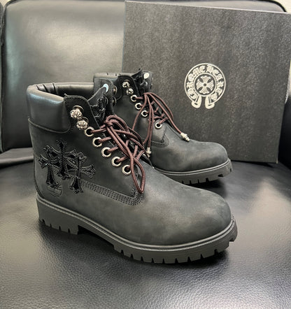 Custom Chrome Hearts Timberlands Black