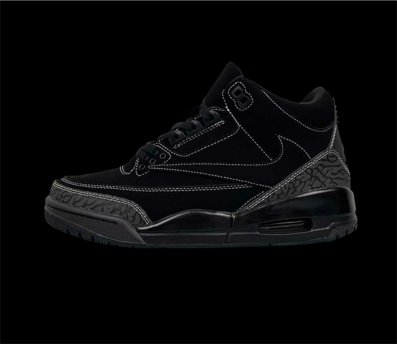 Custom Nike Air Jordan 3 Reverse Swoosh ‘Black’