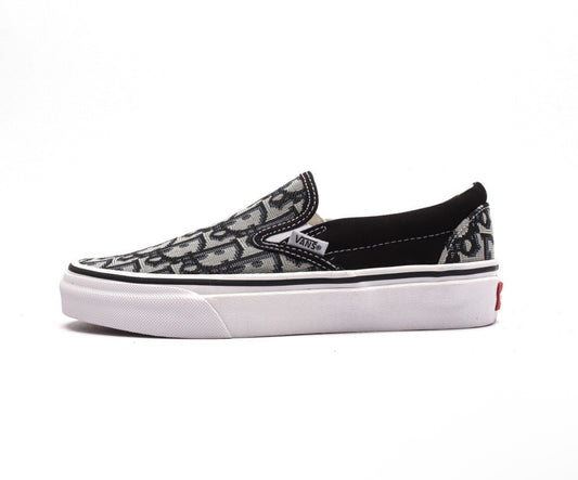Custom Dior Vans Slip Ons Blck