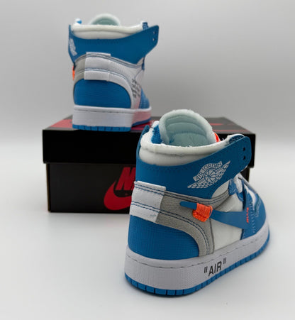 Kids Custom Nike OW Air Jordan 1 UNC
