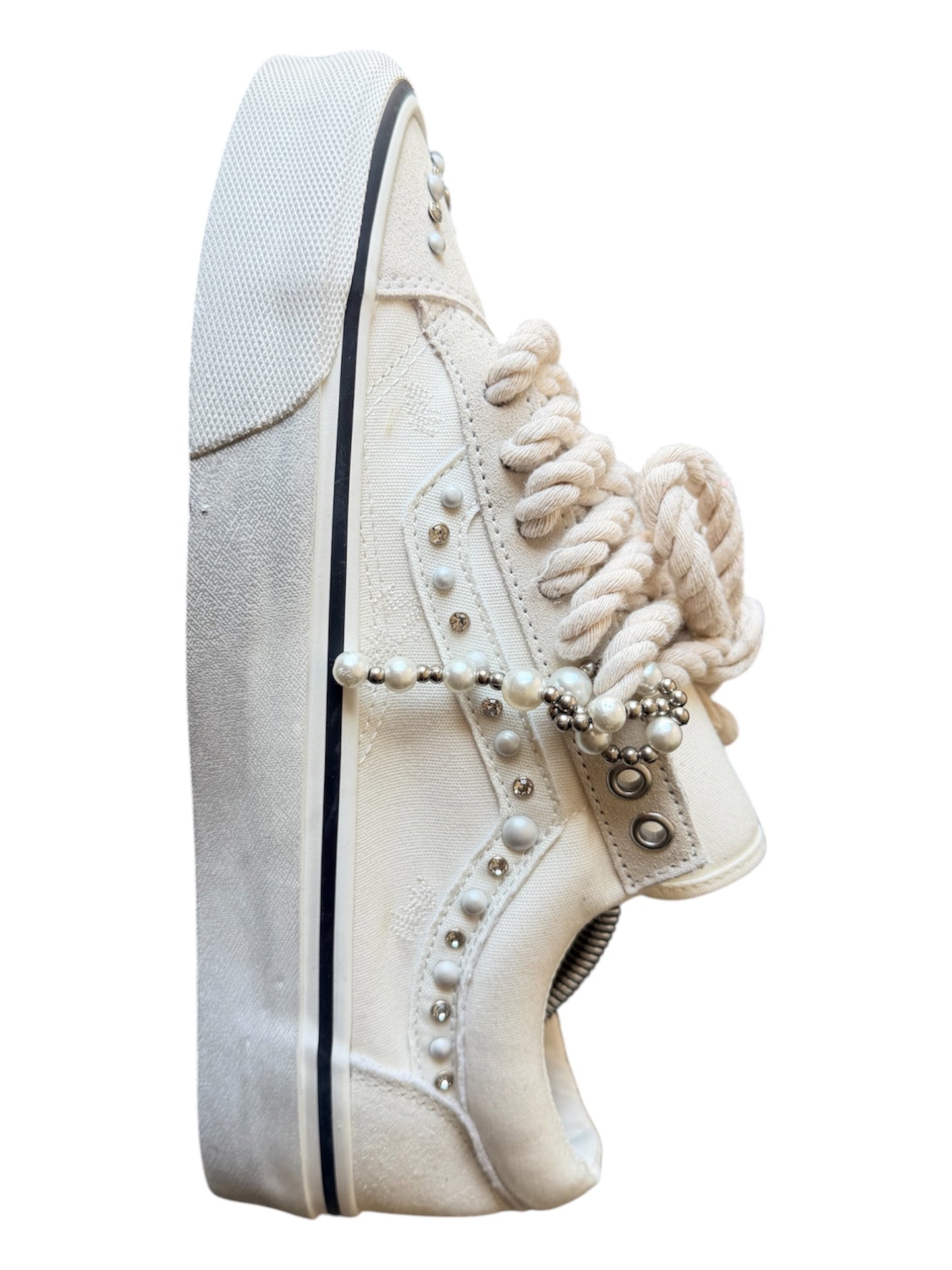 Custom Peal White Rope Lace Vans