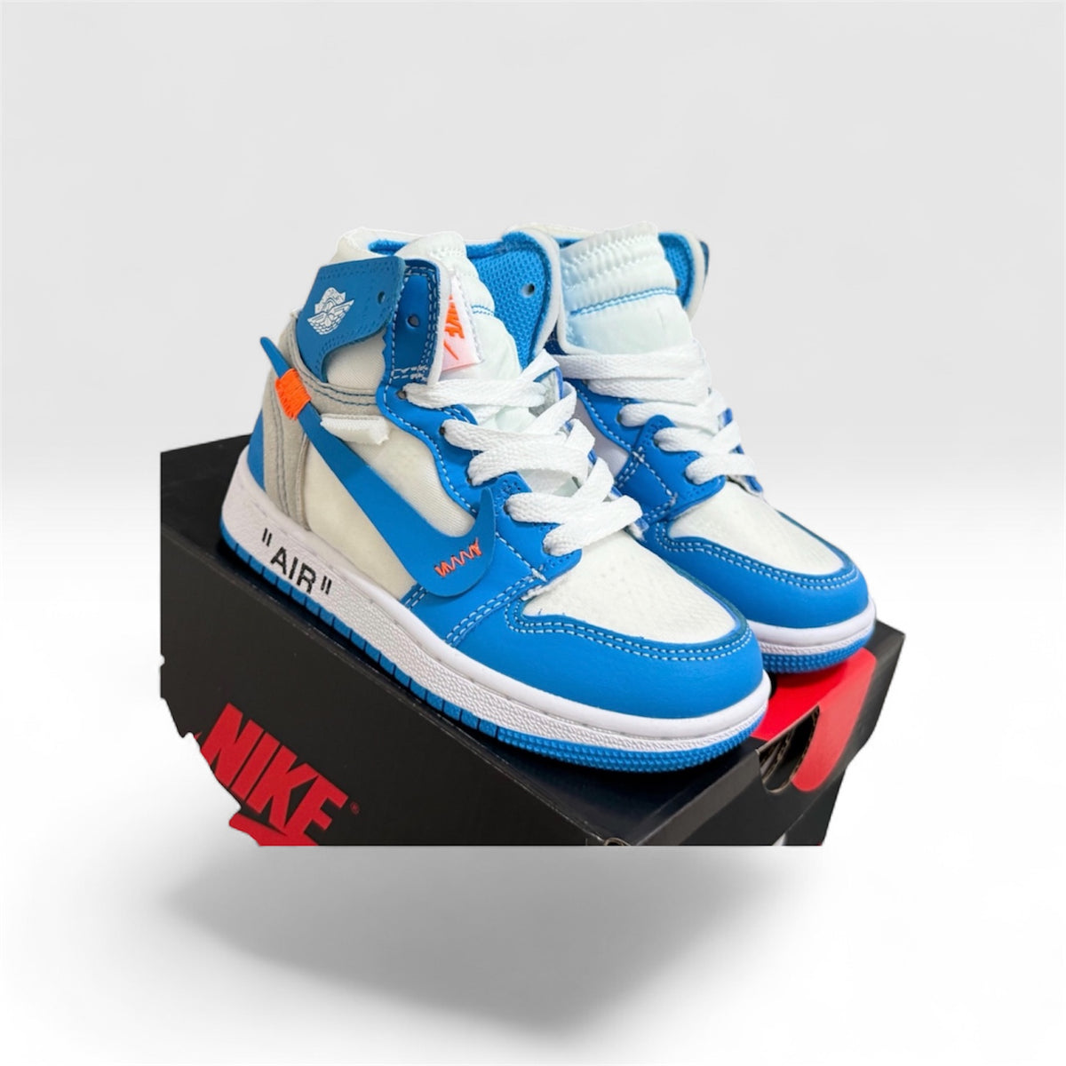 Kids Custom Nike OW Air Jordan 1 UNC