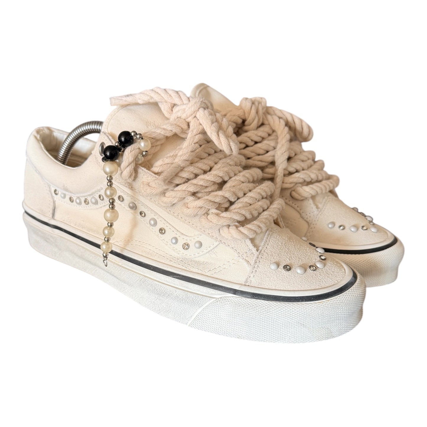 Custom Peal White Rope Lace Vans