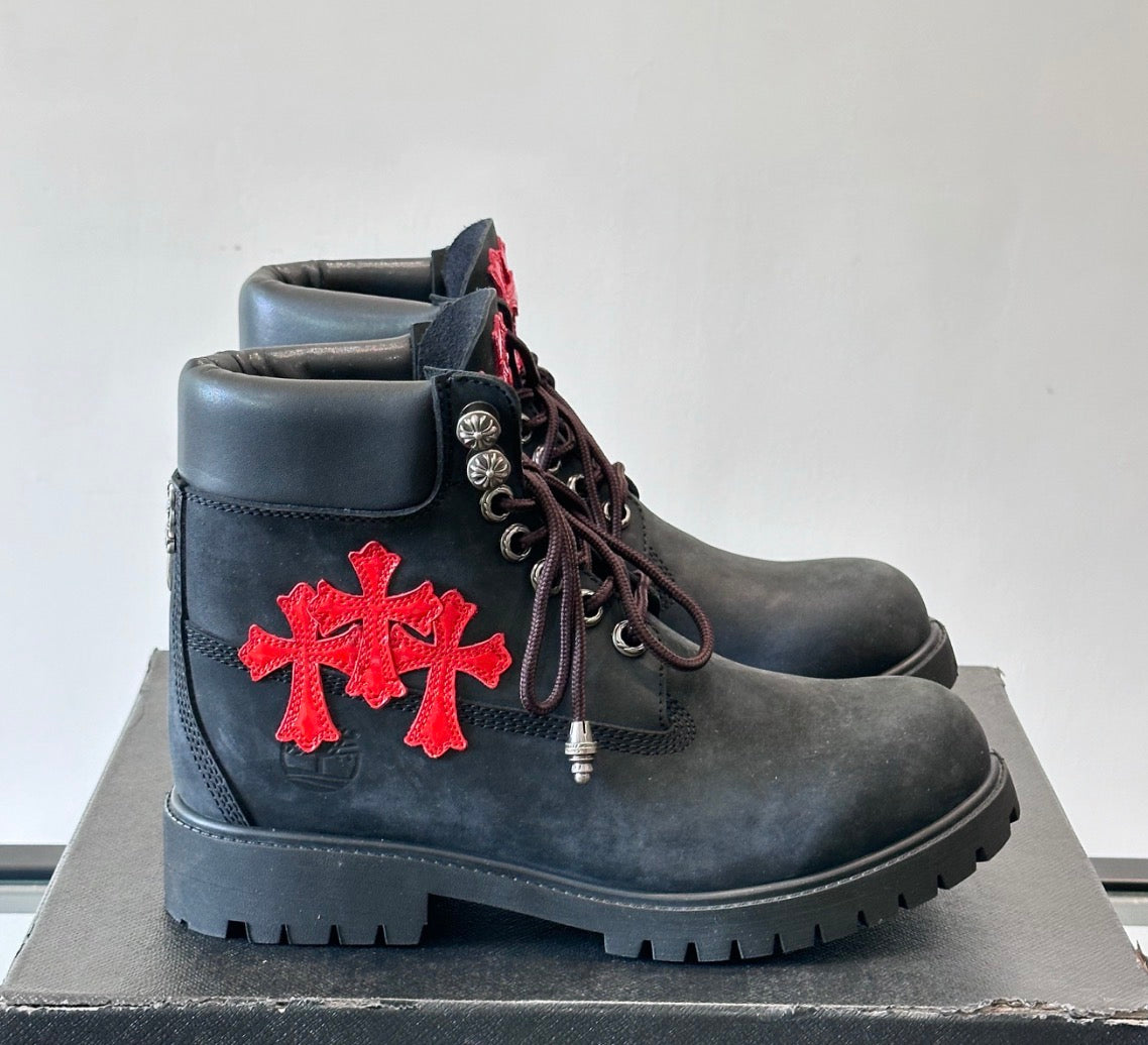 Custom Chrome Hearts Timberlands Black