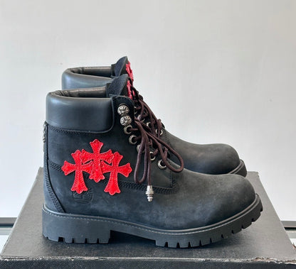 Custom Chrome Hearts Timberlands Black
