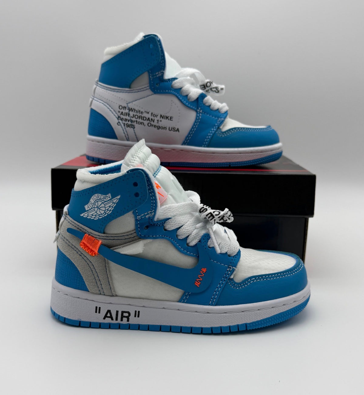 Kids Custom Nike OW Air Jordan 1 UNC