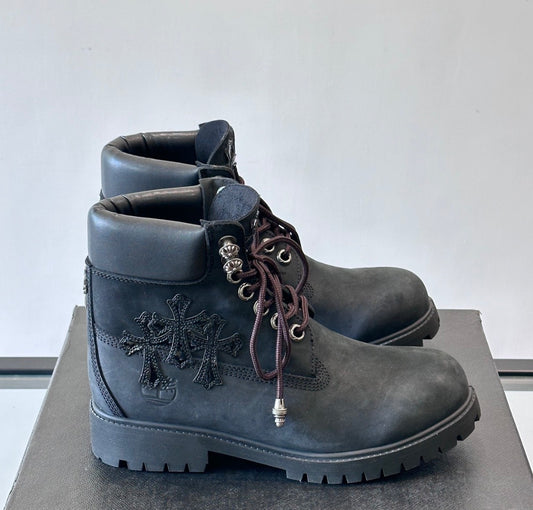 Custom Chrome Hearts Timberlands Black