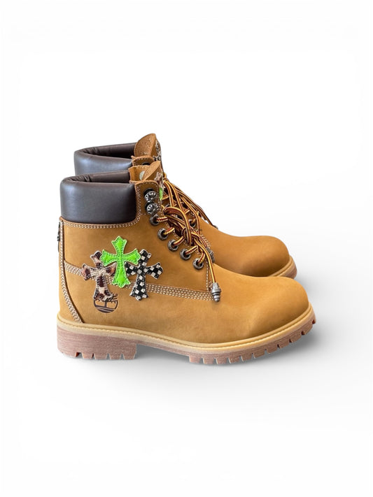 Custom Chrome Hearts Timberlands Tan