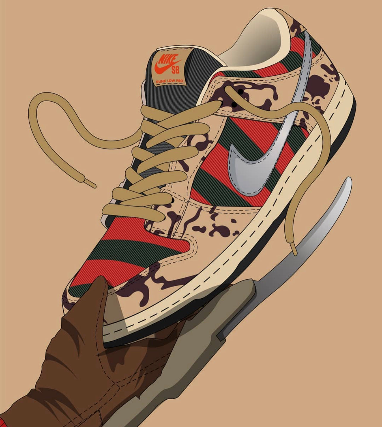 Custom Nike Dunk Low Freddie Krueger